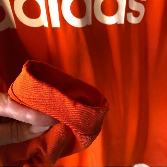 ADIDAS Mens big logo essentials long sleeve athletic stretchy top orange Size L - Picture 2 of 6